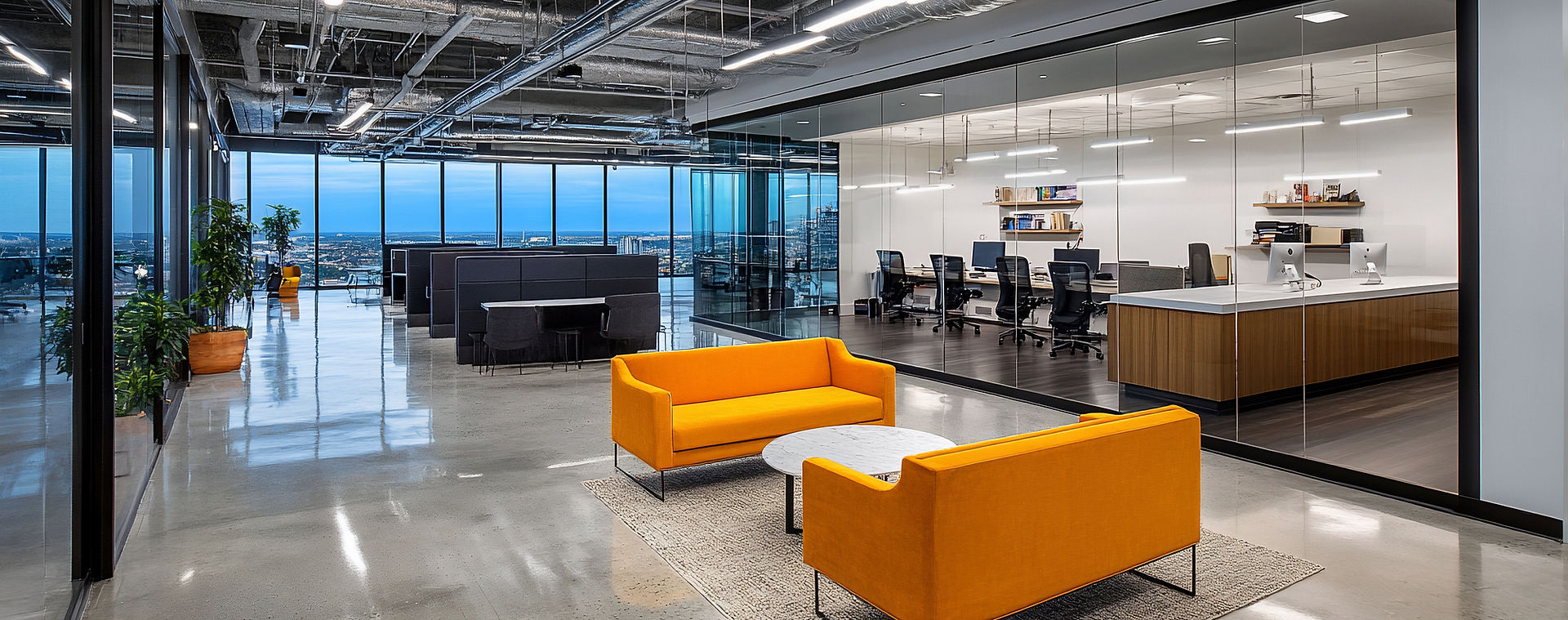 Modern office space with city view