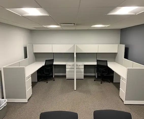 Desks installed in an office